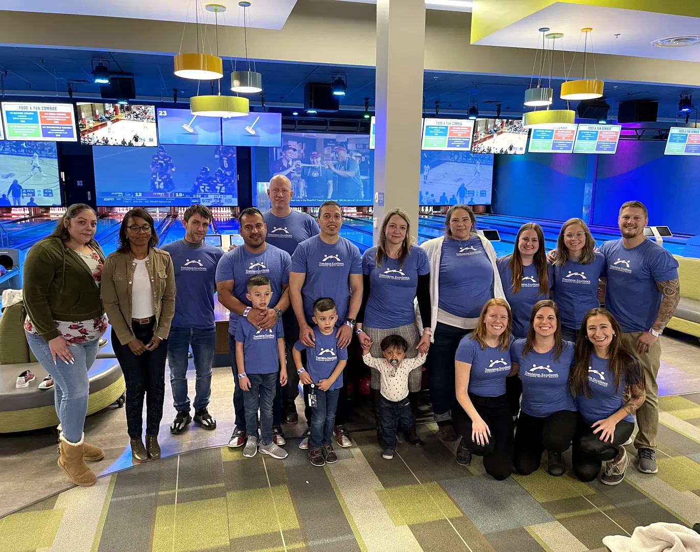 The Translation Excellence team in matching TE shirts at a staff outing