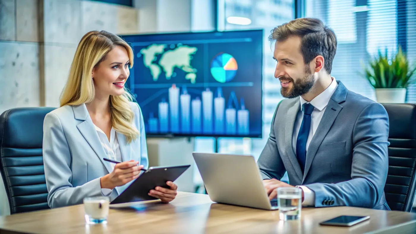 Financial executives meeting in a boardroom
